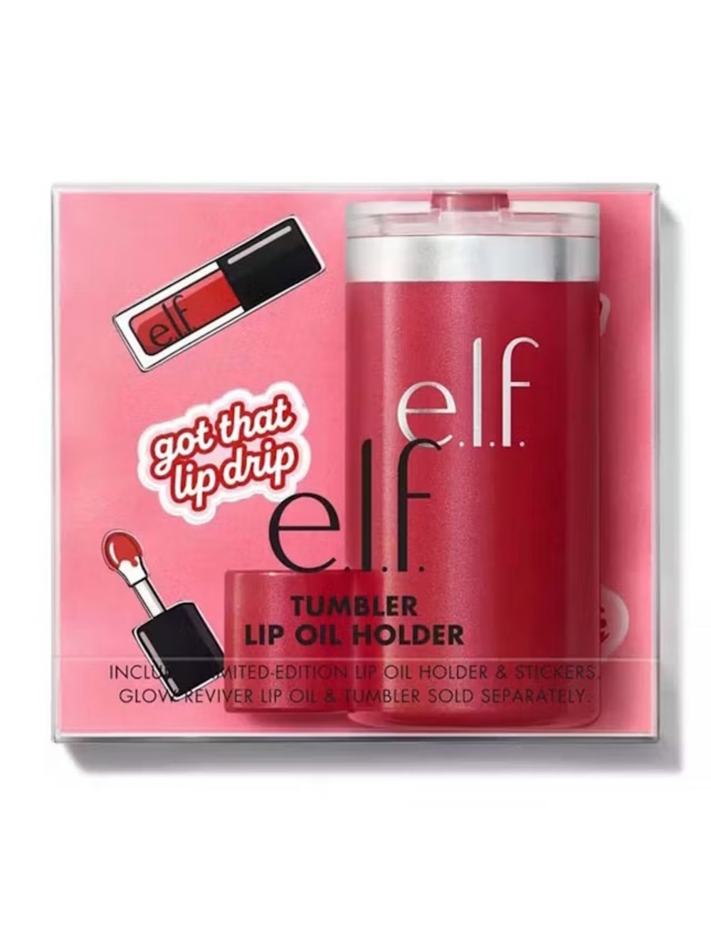 e.l.f. Tumbler Lip Oil Holder - Pink & Red